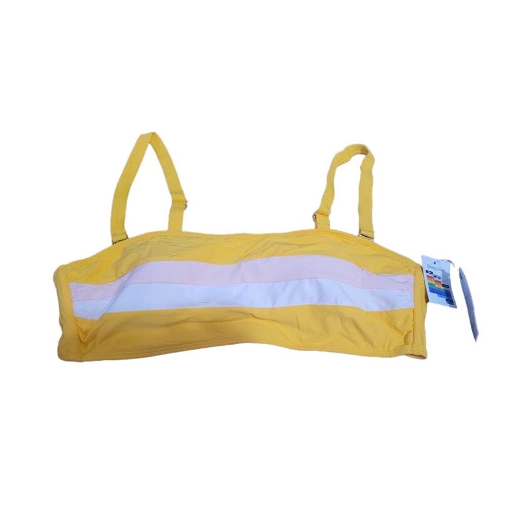 NWT Time and Tru Large 12-14 Yellow Swim Bikini Top Womens Swimwear